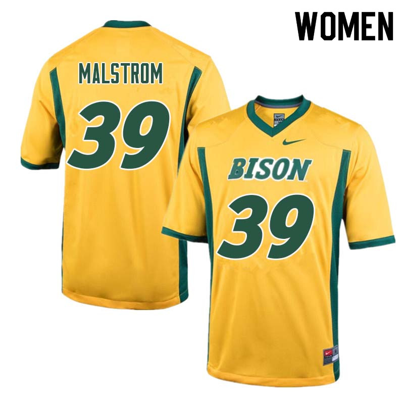 Women #39 Garrett Malstrom North Dakota State Bison College Football Jerseys Sale-Yellow - Click Image to Close